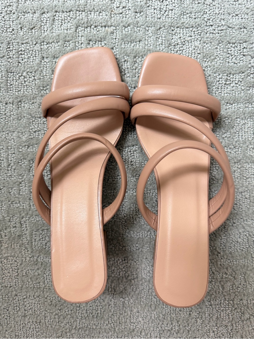 SHEIN Blush Taupe Double-Strap Square Toe Slide Sandals